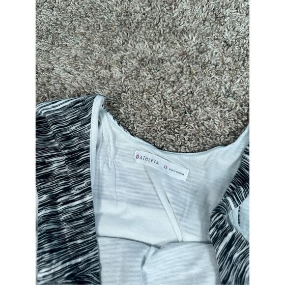 Athleta Comeback Tank Midi Dress Ruched Cinched Sides Striped White/Black 1X - Picture 5 of 12